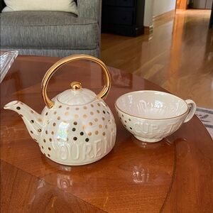 Elegant Gold Polka Dot Teapot Set